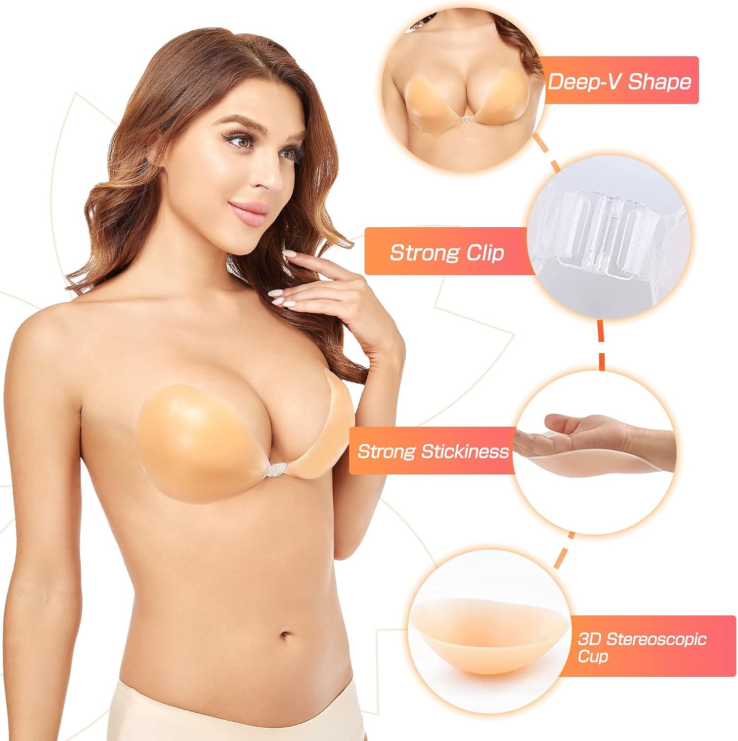 Sutiã de Silicone Sólido Sem F - Strapless Bra Backless avaliação e preço