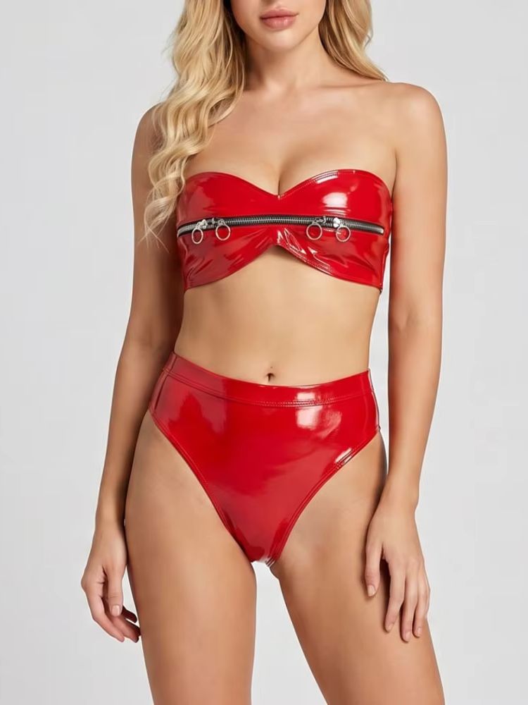 Conjunto de Roupa em PVC com E - Thong Bikini Women avaliação e preço